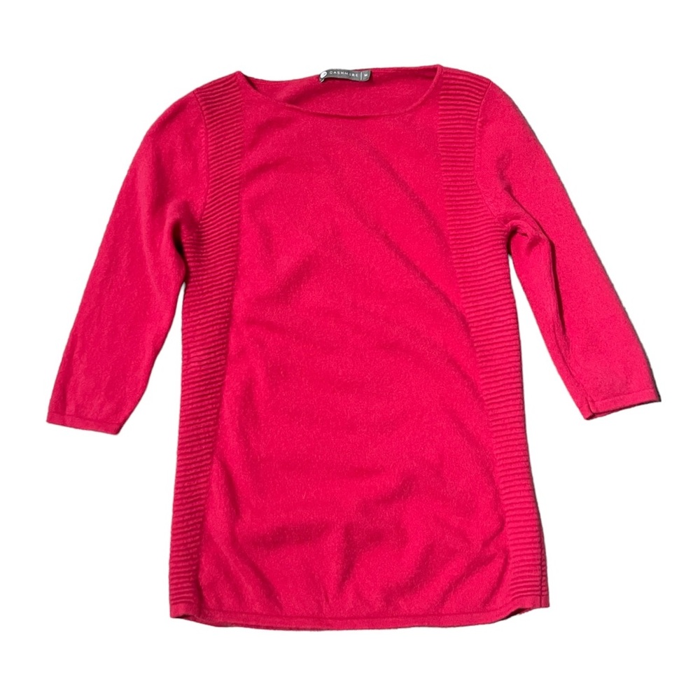 3/4 Sleeve 100% Cashmere Pink Sweater (Size M)